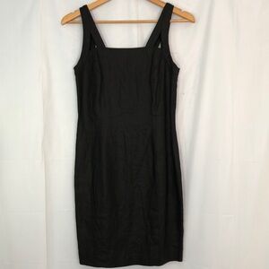 Andrea Jovine Black  Fitted Linen Sleeveless Backless Sheath Dress Size 6